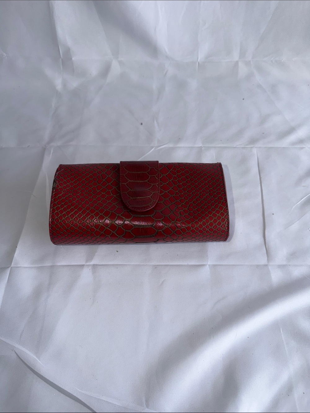 HOBO Red Faux-Croc Foldover Clutch Wristlet